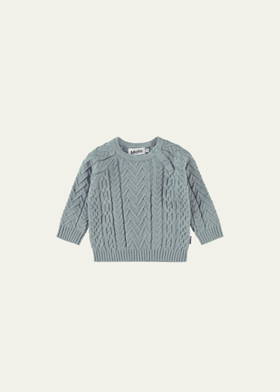 Molo Kid's Bjork Knitted Wool Sweater In Calm Green