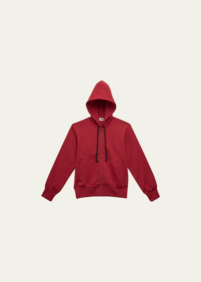 Cdg Play Hooded Logo-patch Zip-front Sweatshirt In Burgundy