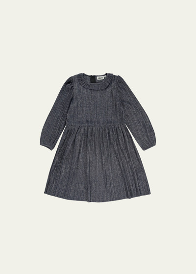 Molo Kids' Girl's Coralia Knitted Dress In Navy Sky