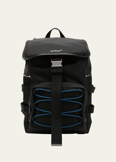 Off-white Men's Courrier Flap Backpack In Black