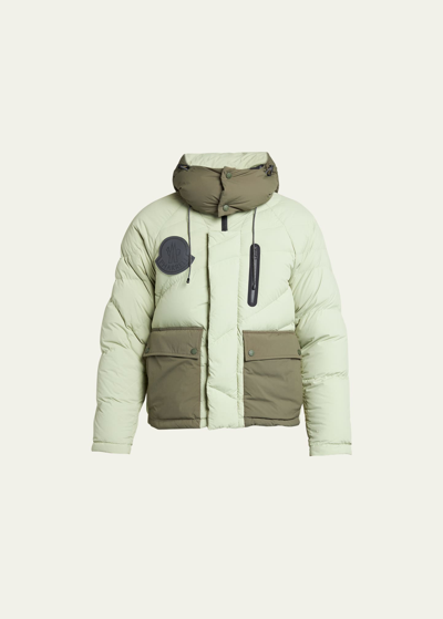 Moncler Genius Moncler X Pharrell Williams Men's Nylon Chestnut Puffer Coat In Turquoise