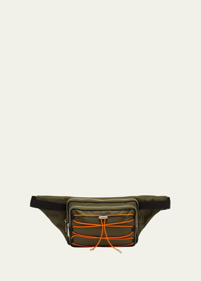 Off-white Courrier Logo-print Leather-trimmed Shell Messenger Bag In Green