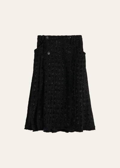 Simone Rocha Metallic-threading Knitted Skirt In Black