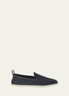 Loro Piana Men's Venice Walk Canvas Loafers In Navy Blue