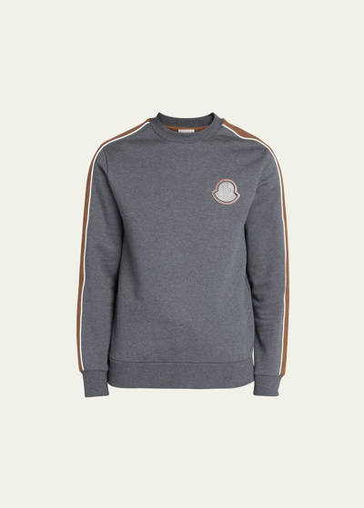 Moncler Men's Side-stripe Logo Sweatshirt In Charcoal