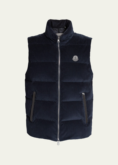 Moncler Men's Acrab Corduroy Vest In Navy