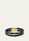 Saint Laurent Cassandre Double-row Leather Bracelet In Nero