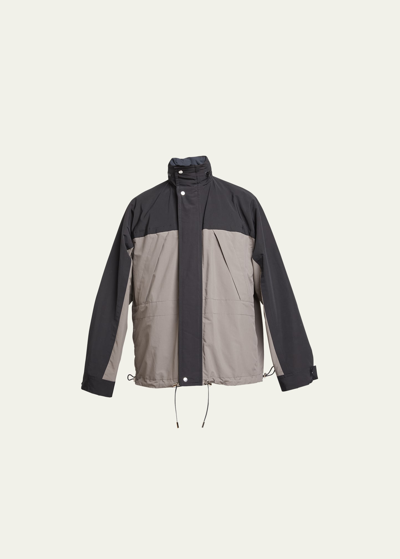 Sacai Funnel-neck Reversible Jacket In Beige