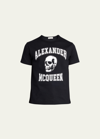 Alexander Mcqueen Men Cotton T-shirt With Logo In Black/whit
