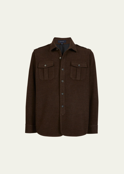 Sease Men's Felpa Wool Shirt Jacket In Dark Brown