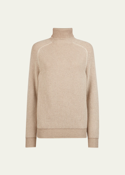 Sease Men's Dinghy Cashmere Ribbed Turtleneck Sweater In Oyster