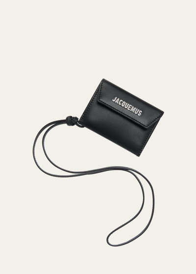 Jacquemus Men's Le Porte  Leather Envelope Wallet In Black
