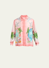 Casablanca Paix Et Amour Tennis Club-print Silk Shirt In Paix Et Amour Ten