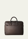 Serapian Grained-texture Leather Briefcase In Espresso