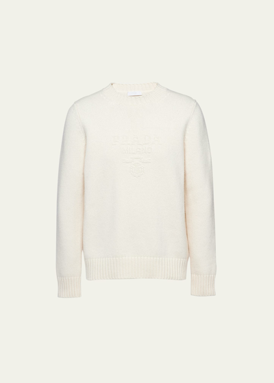 PRADA MEN'S WOOL-CASHMERE LOGO SWEATER