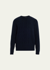 Frame Cable Knit Crewneck Cashmere Sweater In Navy