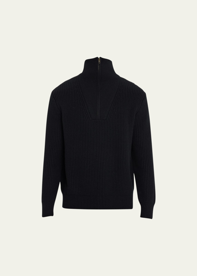Nili Lotan Men's Heston Ribbed Cashmere Sweater In Black