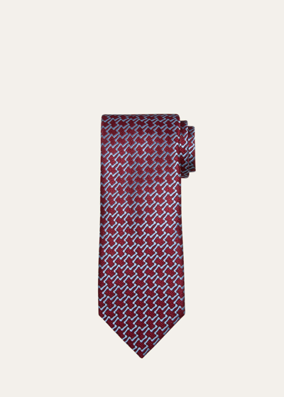 Charvet Men's Uneven Lines Silk Tie In 7 Purple