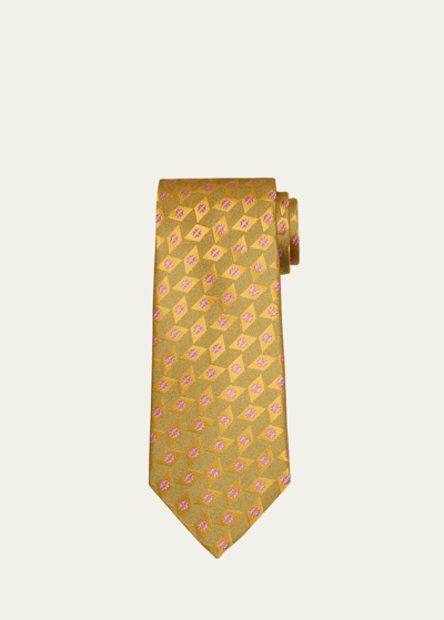 Charvet Men's Geometric Silk Tie In 9 Orange