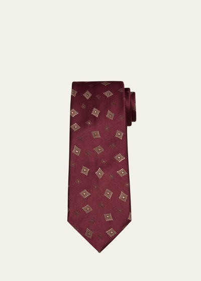 Charvet Men's Freeform Squares Jacquard Silk Tie In 2 Red