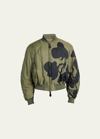 ALEXANDER MCQUEEN MEN'S QUILTED ORCHID-PRINT BOMBER JACKET