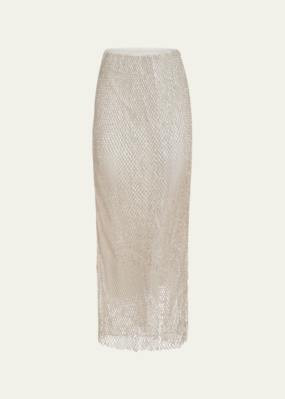 Markarian Ulla Mesh Rhinestone-embellished Pencil Skirt In Beige Crystal Mesh