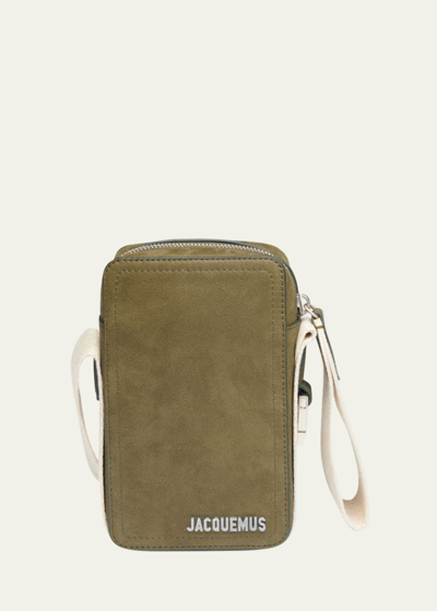 Jacquemus Cuerda Grained-leather Cross-body Bag In Verde