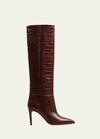 Paris Texas 85mm Mock-croc Stiletto Knee Boots In Carbone Black