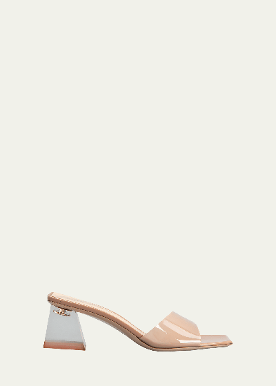 Gianvito Rossi Clear Block-heel Mule Sandals In Fume Black