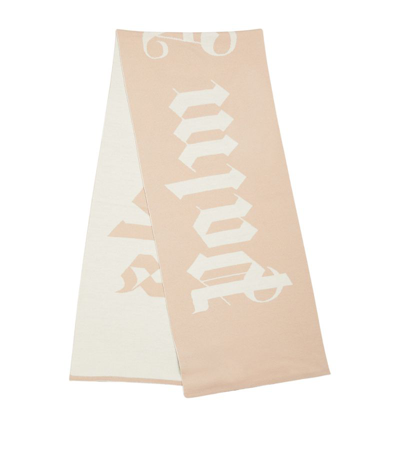 Palm Angels Logo-jacquard Scarf In Neutrals