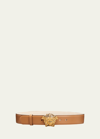 Versace Medusa Leather Belt In Caramel Gold