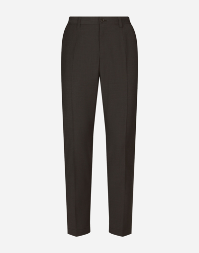 Dolce & Gabbana Stretch Cotton Pants With Dg Patch In Grey