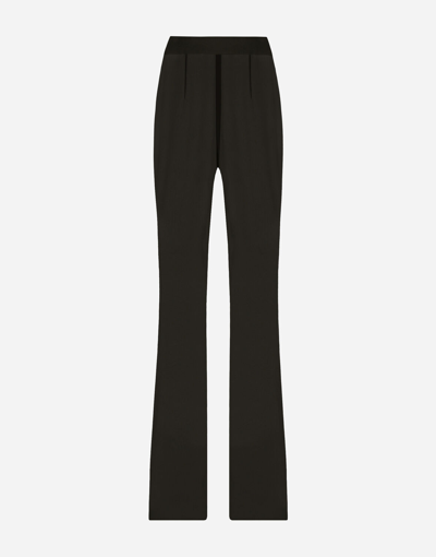 Dolce & Gabbana High-waisted Flared Chiffon Pants In Black