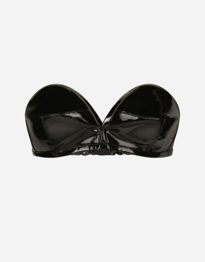 Dolce & Gabbana Patent Leather Bandeau Top In Black