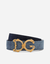 Dolce & Gabbana Logo-plaque Denim Belt In Denim
