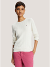 Tommy Hilfiger Cable Knit Sweater In White Suede