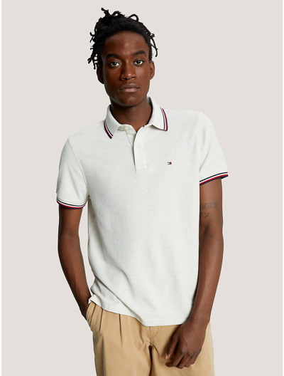 Tommy Hilfiger Regular Fit Tipped Polo In Beige Heather