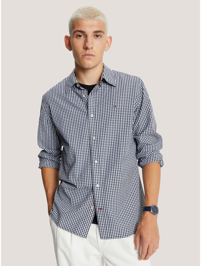 Tommy Hilfiger Regular Fit Gingham Shirt In Desert Sky/optic White