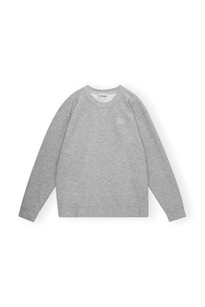 Ganni Long Sleeve Grey Isoli Drop Shoulder Sweatshirt
