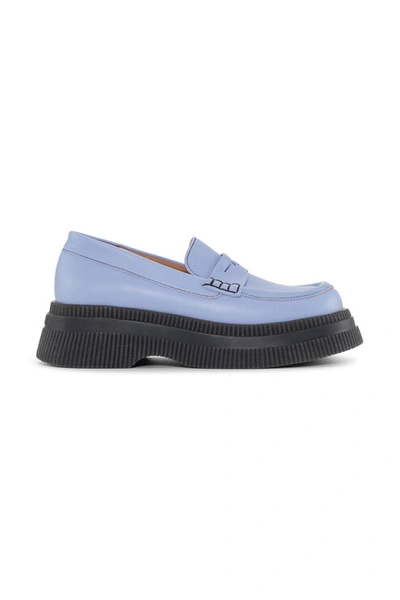 Ganni Blue Wallaby Creepers Loafers In Gnawed Blue