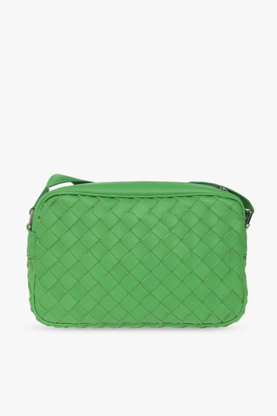 Bottega Veneta Men's Intrecciato Leather Camera Crossbody Bag In Green