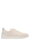 Ermenegildo Zegna Leather Sneakers With Concealed Laces In White