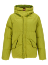 Ten C Nylon Hooded Down Jacket With Raglan Sleeves In Green