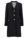 Moschino Heart-shaped Buttons Black Coat In Black