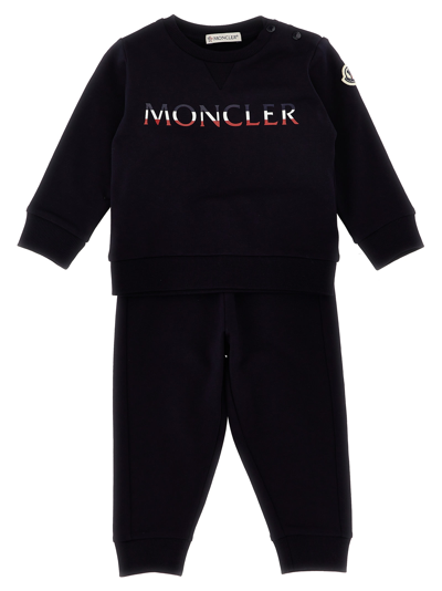 Moncler Babies' Navy Blue Logo Sweatsuit Set