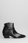 ELENA IACHI TEXAN ANKLE BOOTS IN BLACK LEATHER