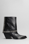 ELENA IACHI TEXAN ANKLE BOOTS IN BLACK LEATHER
