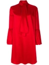 Fendi Pleated Washed-satin Mini Dress In Red
