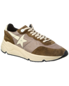 Golden Goose Dad-star Distressed Leather-trimmed Suede And Mesh Sneakers In Green