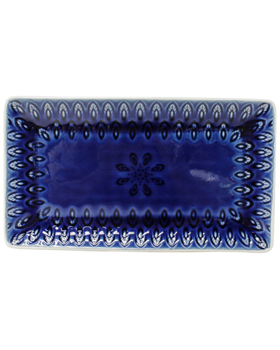 Euro Ceramica Peacock Serving Tray In Blue